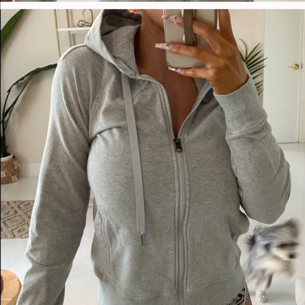 Lululemon heathered gray zip up split hoodie sz 8